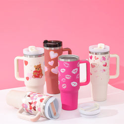 40 Oz Tumbler With Handle Straw Stainless Steel