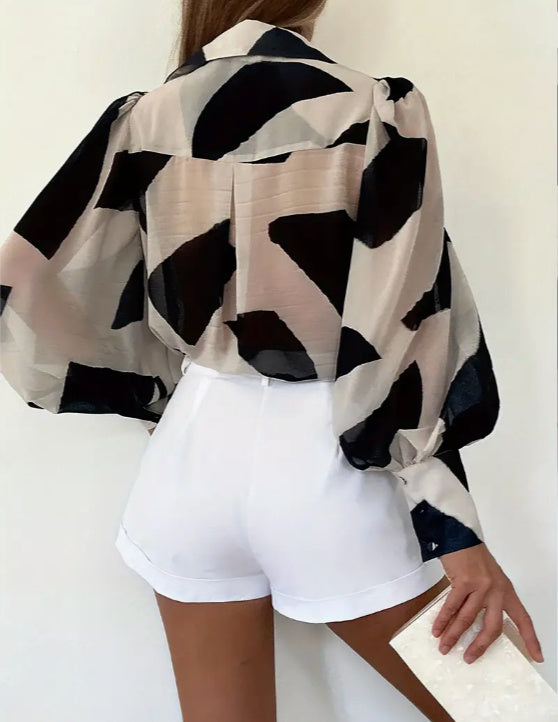 Abstract Pattern Directional Long Sleeved Shirt