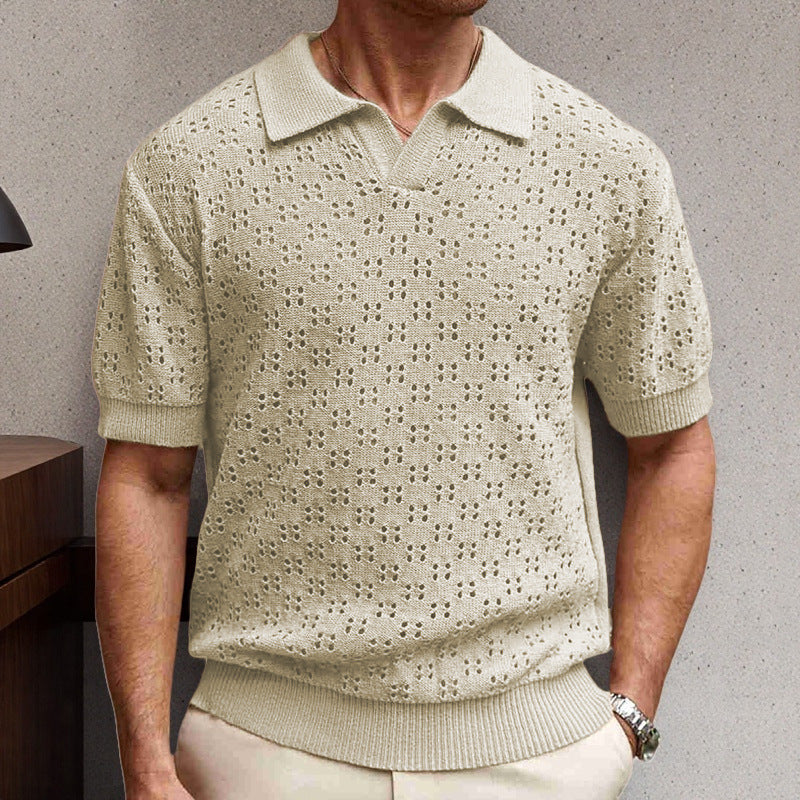 Dovetail Collar Tencel Men's Casual Sweater