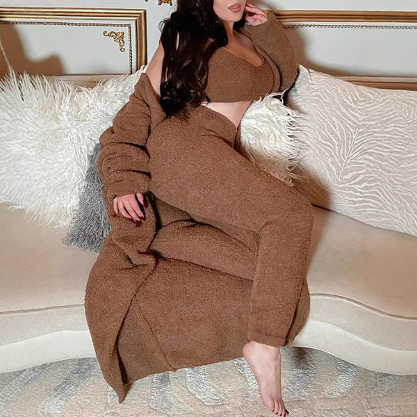 Plush Homewear Casual Three-piece Suit