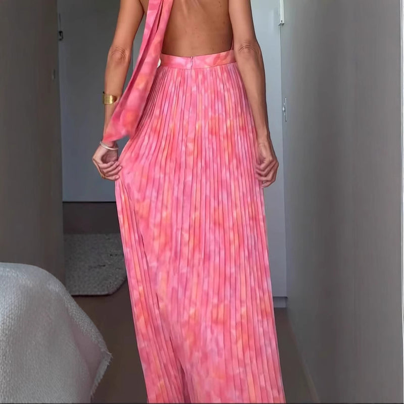 Sexy Deep V Lace-up Backless Dress
