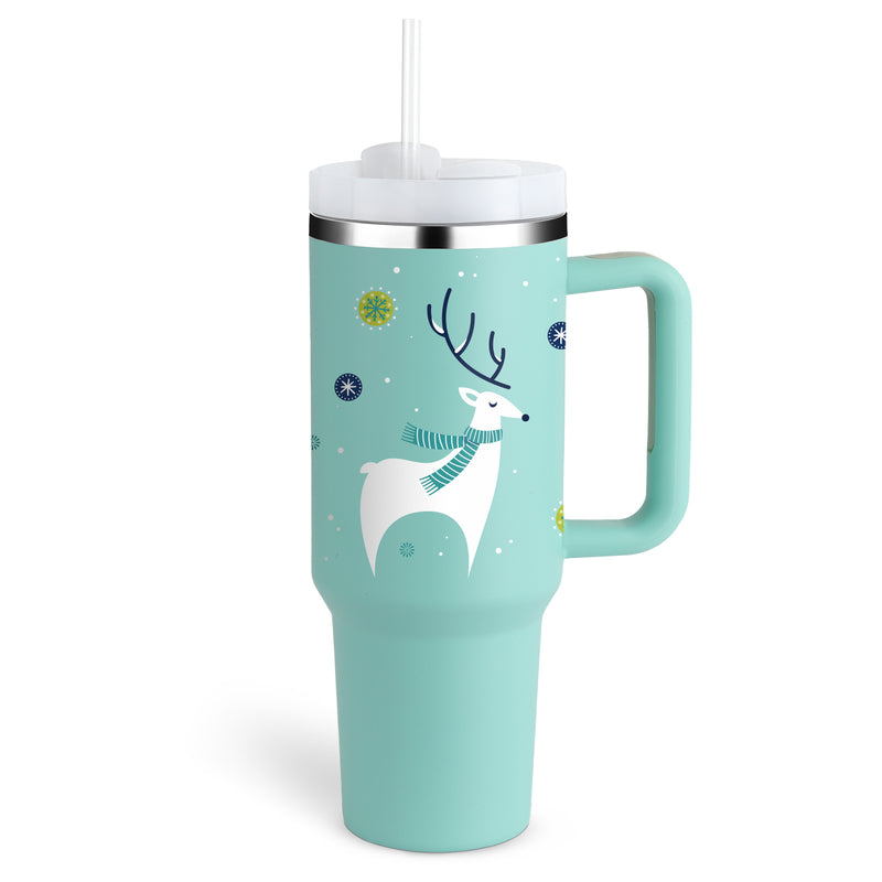 40 Oz Tumbler With Handle Straw Stainless Steel