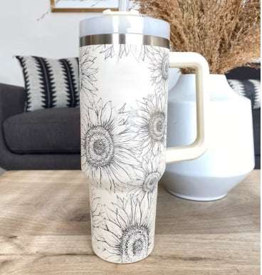 40 Oz Tumbler With Handle Straw Stainless Steel