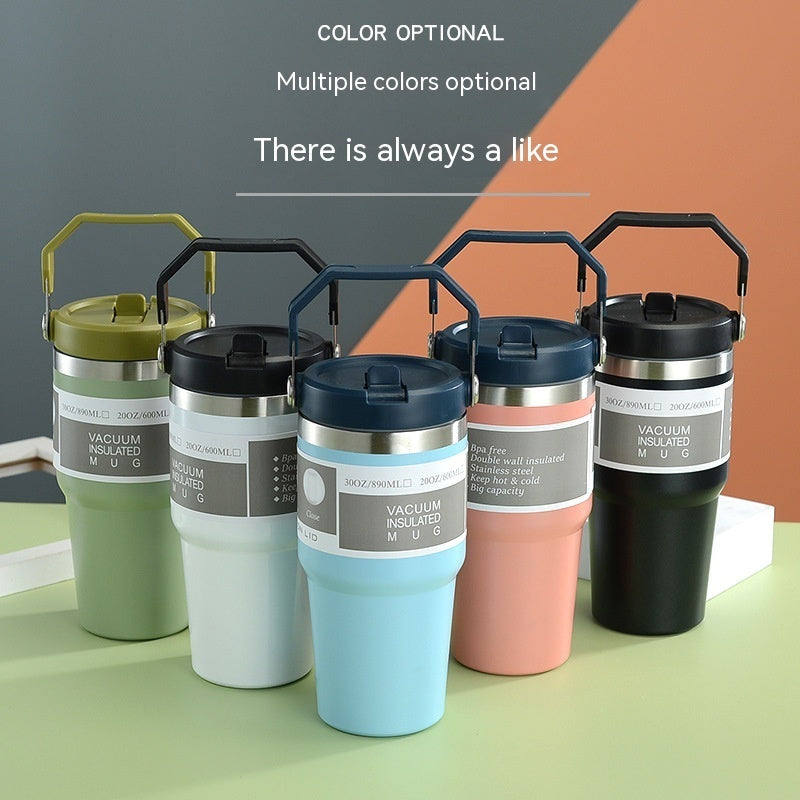 Stainless Steel Cup Travel Sports Water Bottle With Handle Cover