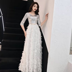 Evening Dress Female White Suspenders