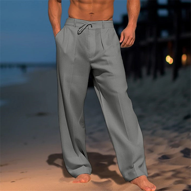 Casual Wide-Leg Straight Pants With Pockets