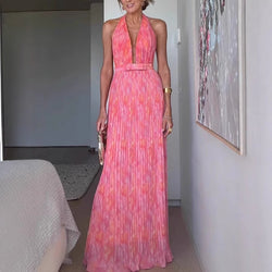 Sexy Deep V Lace-up Backless Dress
