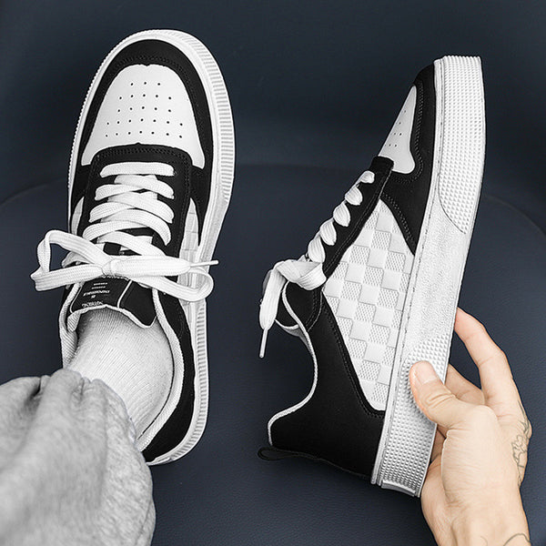 Casual Lace-up Sneakers Men Plaid Flats Shoes