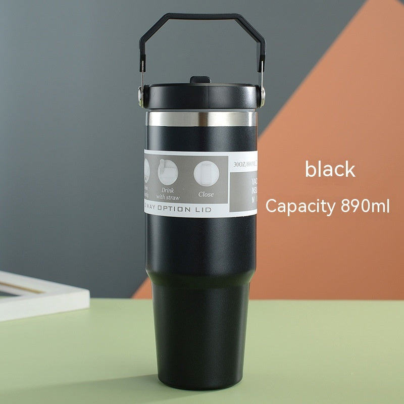 Stainless Steel Cup Travel Sports Water Bottle With Handle Cover
