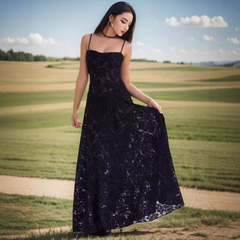 Slim-fit Suspender Skirt Floral Dress