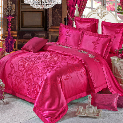Ice Silk Jacquard Luxury High-end Linen And Cotton Bedding Set