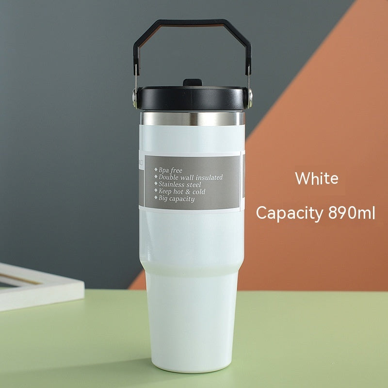 Stainless Steel Cup Travel Sports Water Bottle With Handle Cover