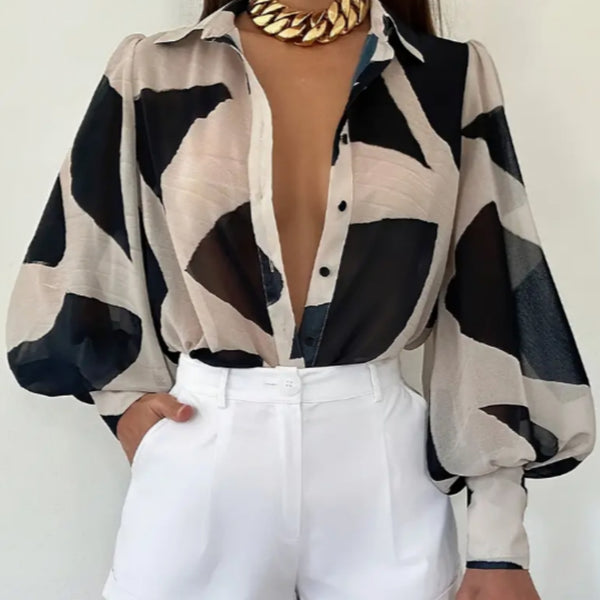 Abstract Pattern Directional Long Sleeved Shirt