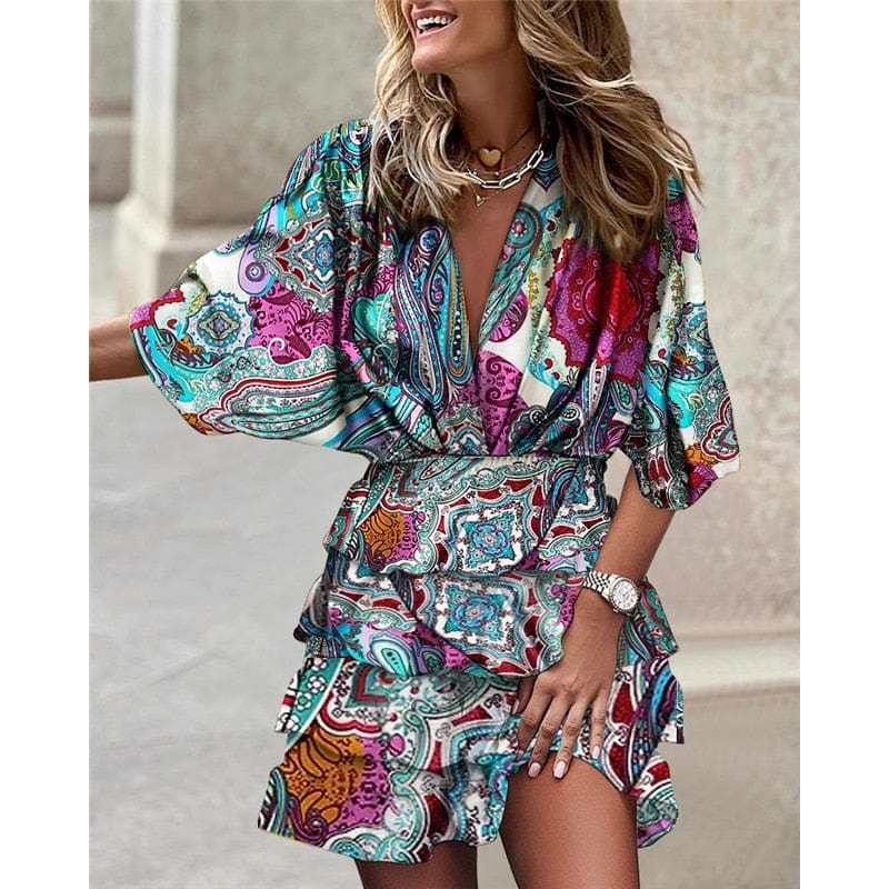 Comfortable Print Hem Irregular Dress