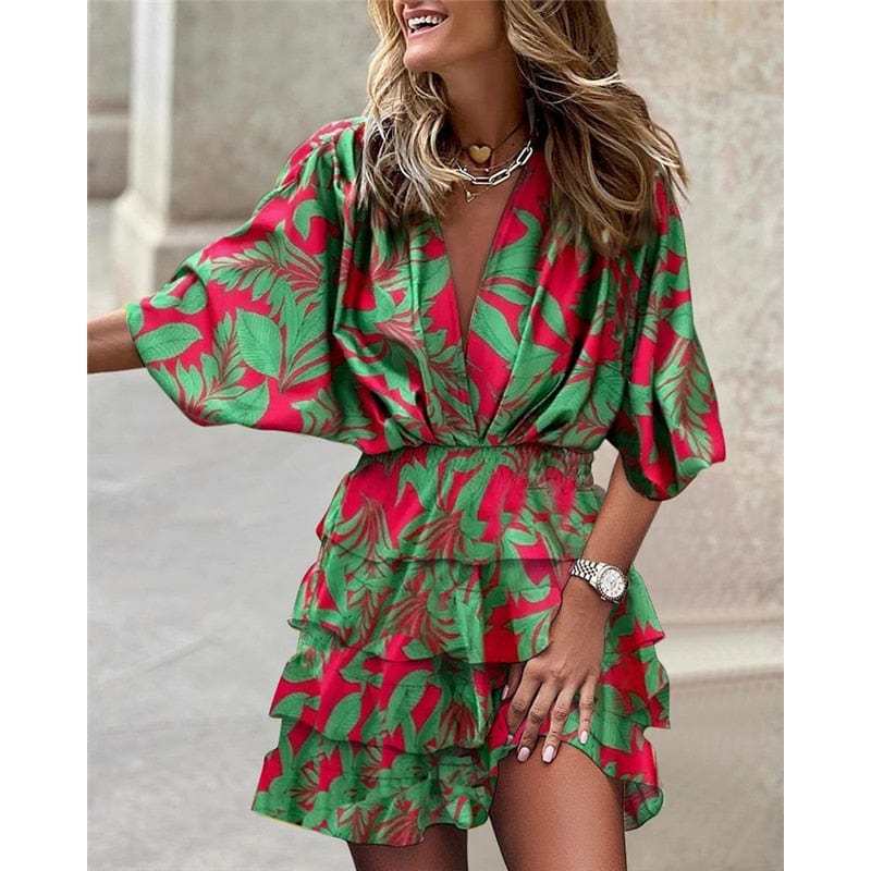 Comfortable Print Hem Irregular Dress