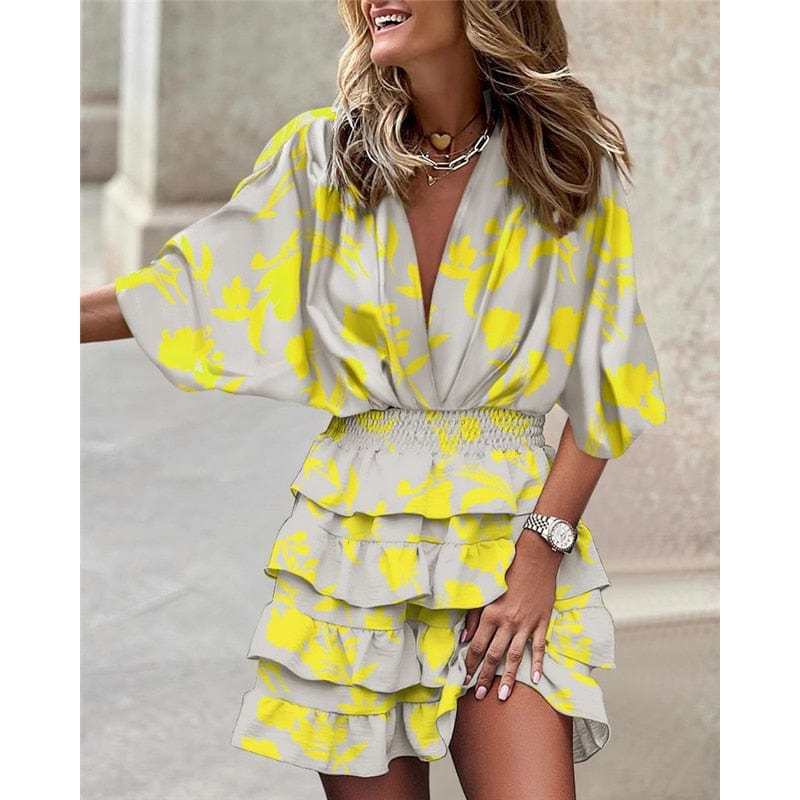 Comfortable Print Hem Irregular Dress