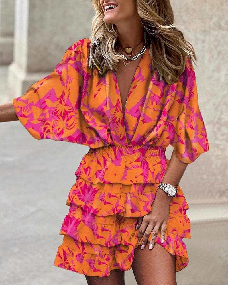Comfortable Print Hem Irregular Dress