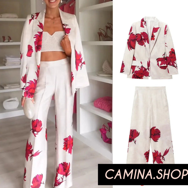 Elegant Printed Blazer with Pant