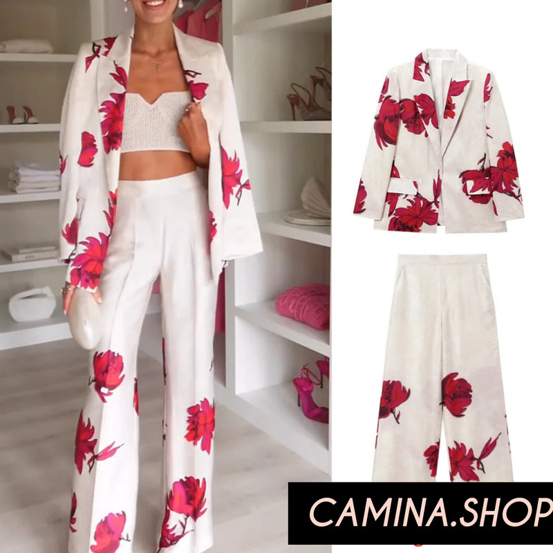 Elegant Printed Blazer with Pant