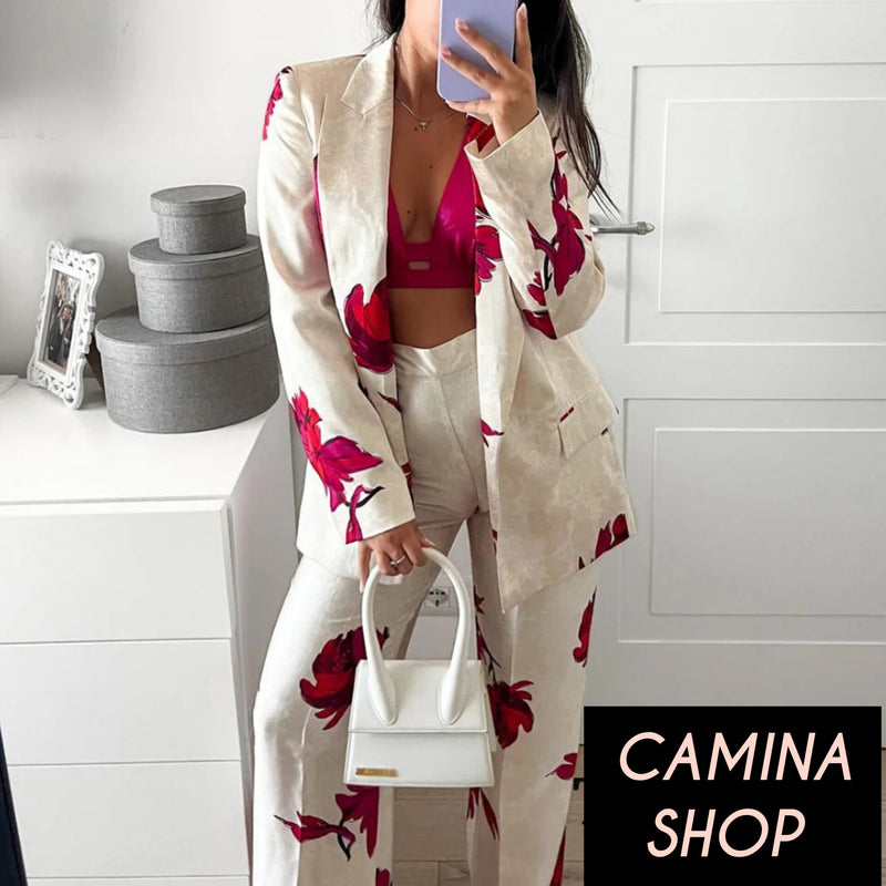 Elegant Printed Blazer with Pant